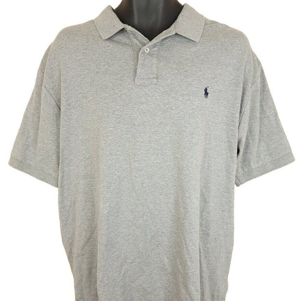 Polo Ralph Lauren Polo Shirt Vintage 90s Heather Gray Made In USA Mens Size XL